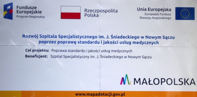 Rozwój Szpitala Specjalistycznego im. J. Śniadeckiego w Nowym Sączu poprzez poprawę standardu i jakości usług medycznych - banner prowadzący do postrony